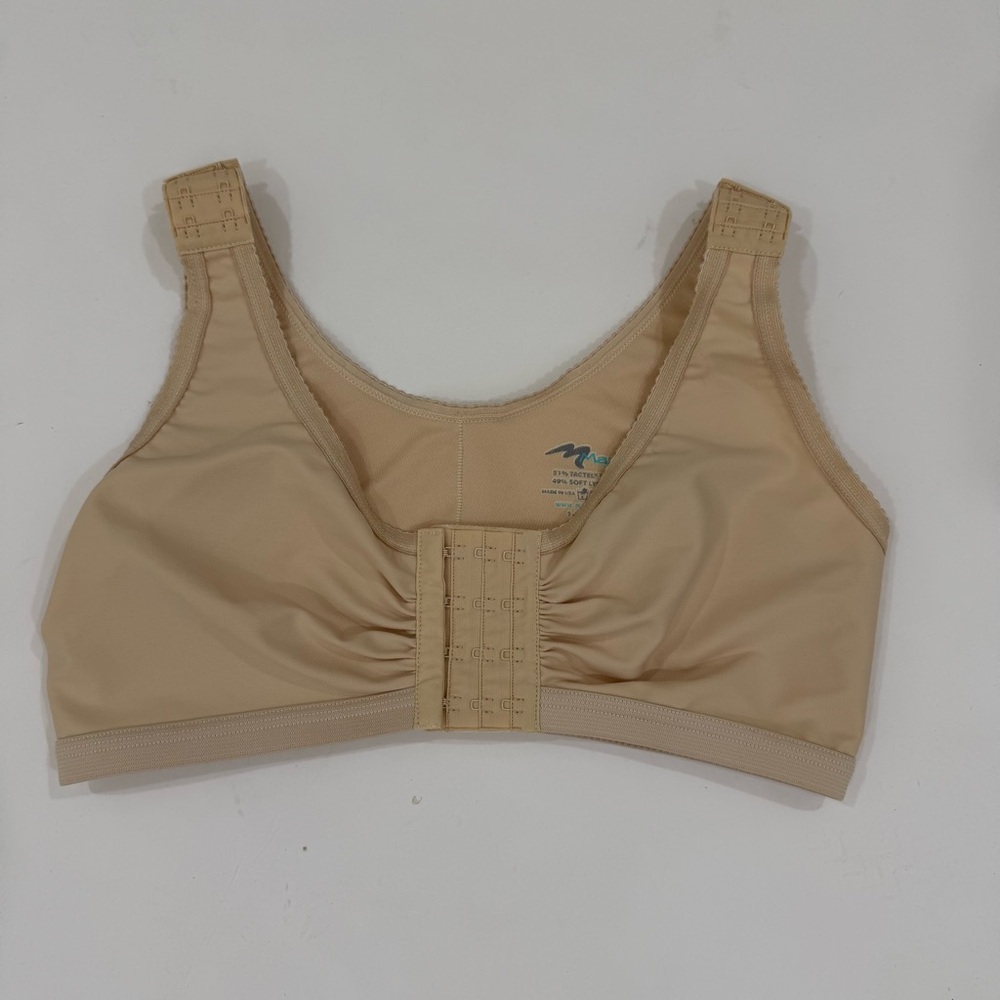 Marena Recovery Bra Womens Large Beige Post Surgical Compression Front Closure